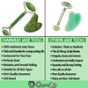 Jade & Ice Roller + Gua Sha Massager Tool Set for Face & Eyes by Charmlily, Puffiness, Reduce Wrinkle Aging, Migraine, Pain Relief on Neck & Body, Cold Facial Original Natural Stone - 3 in 1