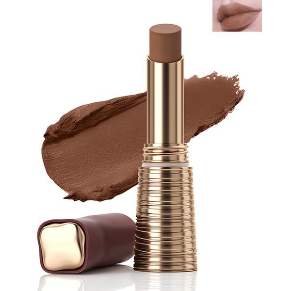 Brown Matte Lipstick,Nude Brown Velvet Lip Tint Stain, Long Lasting Waterproof 24 Hours Lip Stick Stain labiales mate 24 horas originales, Non-Stick Not Fade Lipgloss, Lip Makeup Gift for Woman-05