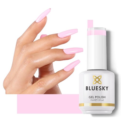 BLUESKY Gel Nail Polish - Baby Pink Nail Polish Soak Off Gel Polish UV/LED Lamp Cures, Pintura de Gel para Uñas, Long Lasting, Vegan, 15ML, 80547P/CAKE POP