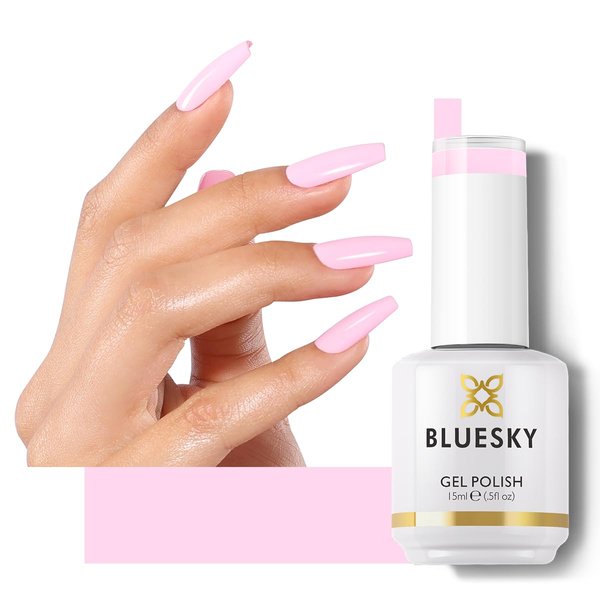 BLUESKY Gel Nail Polish - Baby Pink Nail Polish Soak Off Gel Polish UV/LED Lamp Cures, Pintura de Gel para Uñas, Long Lasting, Vegan, 15ML, 80547P/CAKE POP