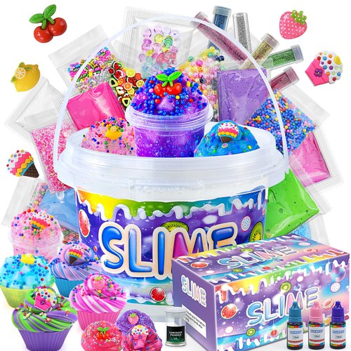 Elover Clear Slime Making Kits with Premade Slime for Kids DIY with 35 Sets Add-ins Jumbo Kit for 6-12 Years Old Girls Boys Present Party Favors