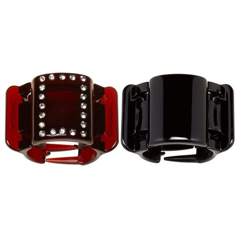 Linziclip Midi Hair Jaw Clip, Diamante Tortoiseshell and Black Gloss, 2-Pack