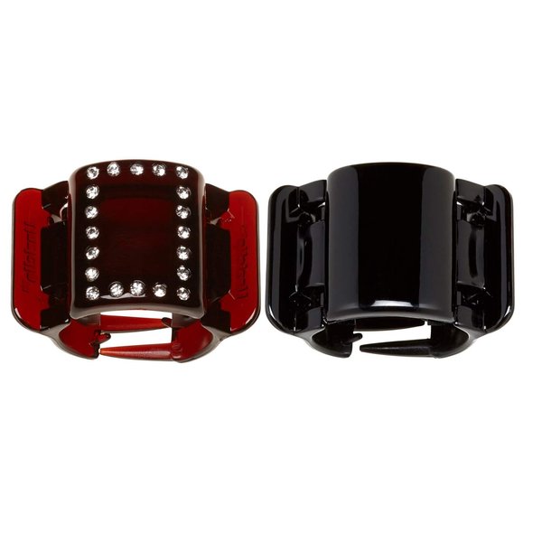 Linziclip Midi Hair Jaw Clip, Diamante Tortoiseshell and Black Gloss, 2-Pack