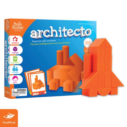 Foxmind Games: Architecto Spatial Logic and Dexterity Game, Smart Fun with Structures, 50 Smart Puzzles to Work Through, 6 Levels of Complexity, Develops STEM Skills, 1+ Players, For Ages 7 and up