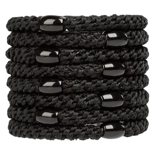 WILDREEDS 8Pcs Hair Ties for Thick Hair, Hair Tie Bracelet Ponytail Holders, Exceptionally Secure with Gentle Hold Hair Ties for Girls and Women Hair Accessories, Black