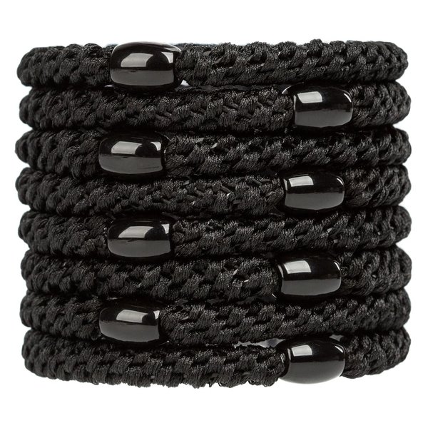WILDREEDS 8Pcs Hair Ties for Thick Hair, Hair Tie Bracelet Ponytail Holders, Exceptionally Secure with Gentle Hold Hair Ties for Girls and Women Hair Accessories, Black