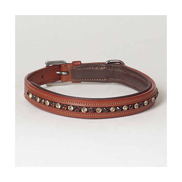Medium Genuine Leather Jeweled Rhinestone Esprit Dog Collar