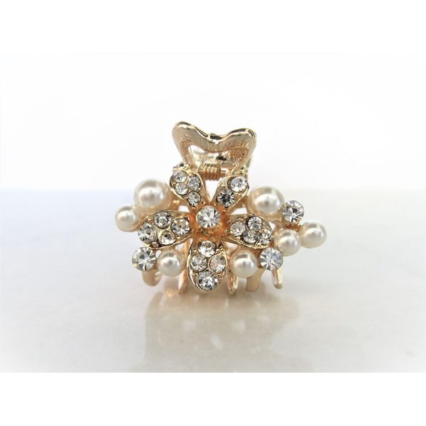 Generic Small pearl and crystal flower gold hair claw clip bridal clip bridal barrette