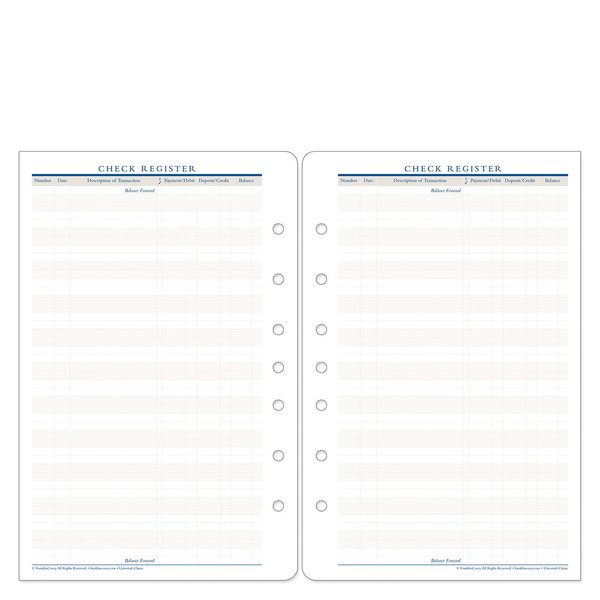 FranklinCovey - Check Register - Checkbook Register Addition for Planners (Classic)