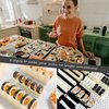 HI NINGER Sushi Making Kit- All In One Sushi Set 10 Piece Plastic Sushi Maker Tool with 8 Different Shapes of Sushi Rice Roll Mold Shapes Fork Spatula DIY home Sushi Tools- Off-white