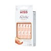 KISS Salon Acrylic French Nail Manicure Set, Petite Length, Square, “ Crush Hour”, Nail Kit Includes Pink Gel Nail Glue (Net Wt. 2 g / 0.07oz.), Mini File, Manicure Stick, and 28 Fake Nails