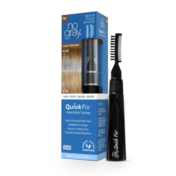 No Gray Quick Fix, 7N Light Brown, Instantly Hide Gray, Silver & White Hair, Easy to Use Applicator, Compact & Travel Friendly, Vegan & Cruelty Free
