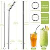 Set of 10 Stainless Steel Straws, HuaQi Bent Reusable Drinking Straws 10.5'' Long 0.24‘’ Dia for 30 oz Tumbler and 20 oz Tumbler, 2 Cleaning Brush Included
