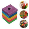SUPVOX 50pcs Wooden Blocks Bird Chewing Toy, DIY Bird Chewing Toys Colorful Square Wood Pieces Beak Trim Parrot Foot Craft Cage Part Toy Mini Wood Chip Charms