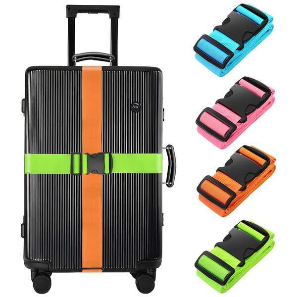 BILIONE Luggage Straps Belts TSA Approved Keep Suitcase Secure While Traveling, 79" Long Add a Bag Premium Accessory for Travel Bag Closure, 4 Pack Multicolor