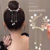 2PCS Butterfly Flower Ponytail Hair Accessories Hair Claws Clip Tassels French Style Hair Barrette Non Slip Jaw Banana for Women 041-2PCS#03