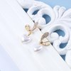 Allereyae Vintage Crystal Pearl Heart Dangle Earrings Rhinestone Pearl Drop Earrings Gold Cz Pearl Stud Earrings Heart Love Earrings Jewelry for Women and Girls