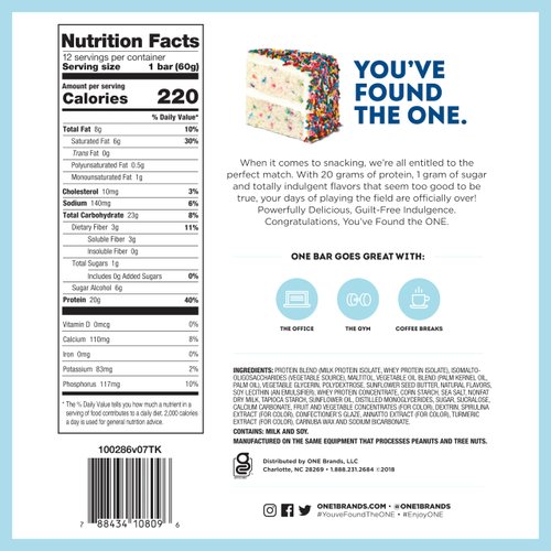 ONE Protein Bars, Sampler Variety Pack, Gluten Free 20g Protein and Only 1g Sugar, 2.12 Oz Bars (8 Count)