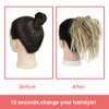 KETHBE Messy Bun Hair Piece,Synthetic Tousled updo Hair Buns Hair Piece Short Ponytail Faux Hair Scrunchie with Elastic Rubber Band Hair Bun Pieces for Women (Light Golden Brown Mix Bleach Blonde)