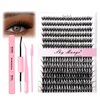 SKY MANGO DIY Lash Extension Kit 280pcs Clusters Eyelash Extension Kit 40D 8-16mm Individual Lashes Kit with Lash Bond and Seal, Lash Tweezers, Lash Brush for Beginners