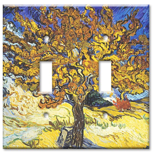 Art Plates - Double Gang Toggle OVERSIZE Switch Plate - OVER SIZE Decorative Metal Wall Plate - Van Gogh: Mulberry Tree - (Made in USA)