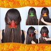 6 Pcs Leather Hair Clip with Stick Maple Leaf Leather Hair Barrettes Autumn Leaves Faux Leather Hair Autumn Whimsical Accessory Head Piece Colorful Leaves Hair Pins Ponytail Holders for Women Girls
