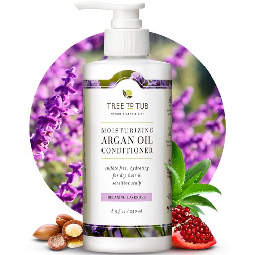 Tree to Tub Moisturizing Conditioner for Dry Hair & Dry Scalp - Hydrating Sulfate Free Argan Oil Conditioner & Vegan Hair Moisturizer for Women & Men w/Organic Coconut Oil, All Natural Lavender