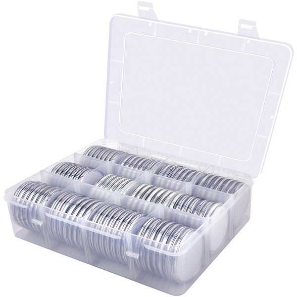 84 Pieces 46 mm Coin Capsules, with Foam Gasket and Plastic Storage Organizer Box, Coins Holder Collector Case for Coin Collection Supplies 6 Sizes (20/25/27/30/38/46mm) - Transparent