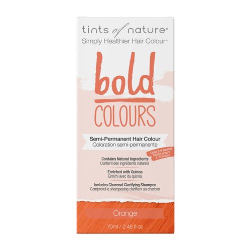 Tints of Nature Bold Colour Orange Semi-Permanent Hair Dye, Ammonia-Free and Damage-Free Colouring, 70ml
