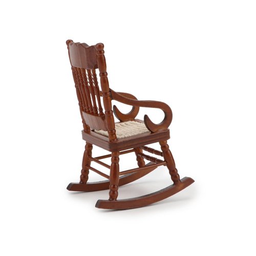 Dollhouse Miniature Rocking Chair 1:12 Scale Wooden Furniture Accessories Tiny Mini House Home Outdoor Cake Topper Decoration Model Living Room Scene Christmas Craft Displays (Brown, 2)