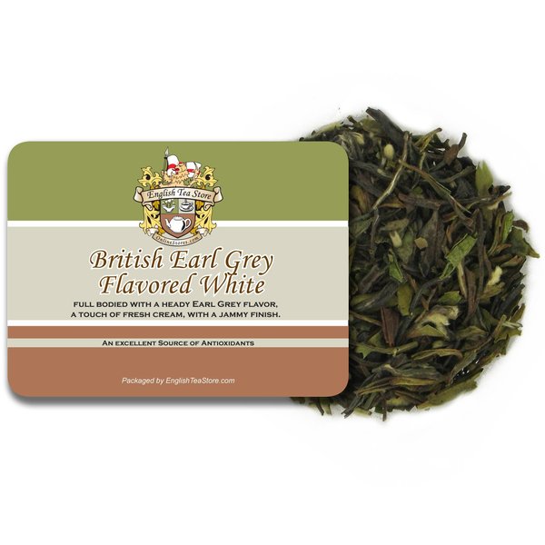 English Tea Store British Earl Grey Flavored White Tea Loose Leaf 8oz