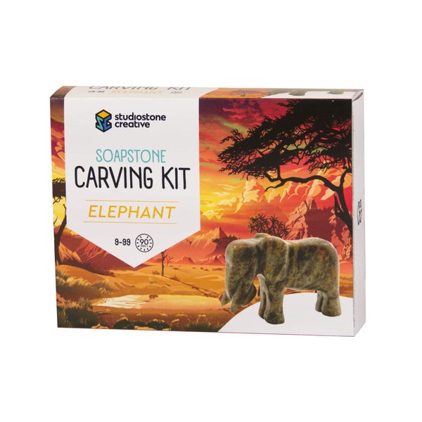 Studiostone Creative DIY Arts & Crafts Carving Kit Kids Adults Elephant Sculpture Soapstone