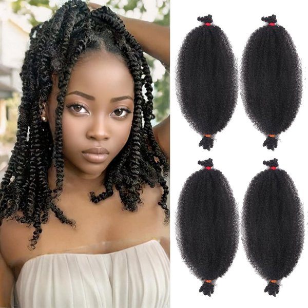Springy Afro Twist Hair 12 Inch Pre stretched Kinky Spring Twist Hair For Distressed Soft Locs Natural Black Crochet Braids Twist Hair Synthetic Hair Extension