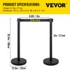 Mophorn 6PCS Stanchion Queue Post, Black 6.5ft Retractable Belt 36In Height, Stanchion Posts Queue Pole for Crowd Control Barriers