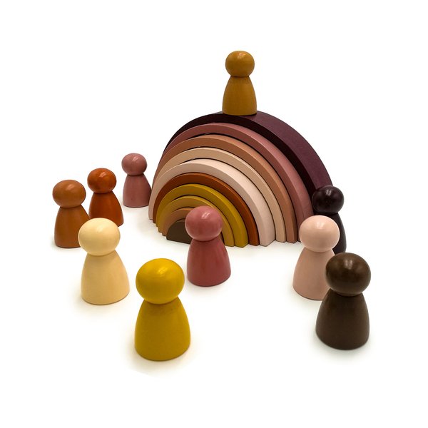 COMCONHMY Montessori Wooden Toys Wooden Rainbow Stacking Toy – Nice Rainbow Stacker and Wooden Stacking Toys Set with Rainbow Blocks for Fun and Learning for Toddlers,20 Pcs