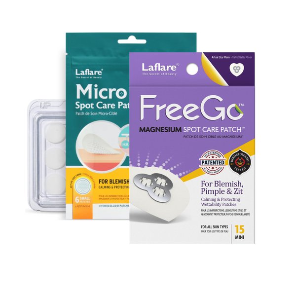 FreeGo Magnesium Patch & Spot Care Patch Value Pack.Acne, Dark Spots, Blemishes, and Cystic Acne - Patented & Clinically Tested Spot Solution (Small + Small)
