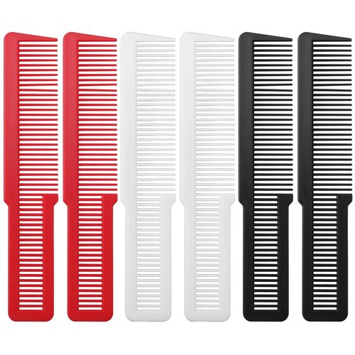 6 Pieces Hair Cutting Comb for Women, Professional Barber Combs Set All Purpose Clipper Comb Hairstylist Hair Comb for Men Stylists Home Salon (Black, White and Red)