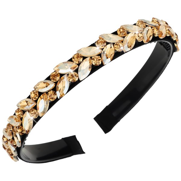 Jaciya Rhinestone Headband Bling Sparkly Crystal Diamond Headband Fashion Padded Champagne Hairband for Girls Women Hair Accessories