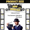 3 Pcs Movie Night Porch Sign Banner Movie Theme Party Decoration Now Showing Camera Action Hanging Porch Sign Movie Theater Door Banner for New Year Home Film Backdrop Party Supplies