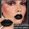 WENJLYJ 2Pcs Lip Liner and Lipstick Set,Black Liquid Lipstick and Lipliner Set,Matte Lipstick Lip Stain Long Lasting Waterproof Velvet Black Lip Gloss Set for Halloween Cosplay Gothic Makeup