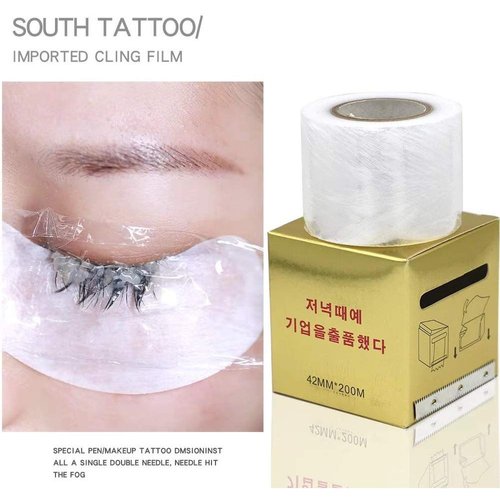 3 Rolls Tattoo Cover Disposable Eyebrow Tattoo Plastic Wrap Preservative Film for One-Way Eyebrow Lips Permanent Make Up Supplies Wrap Tape Transparent