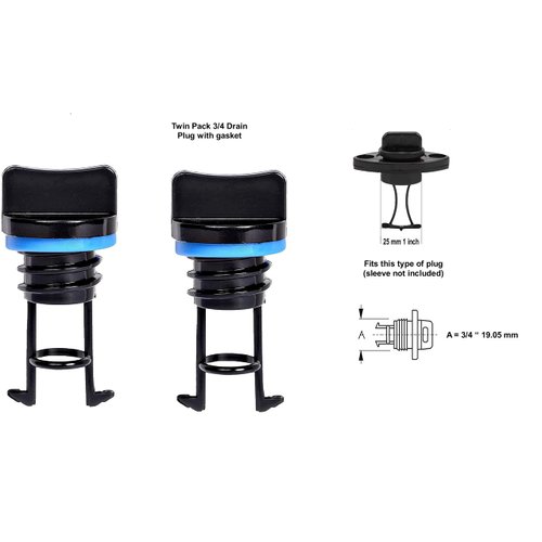 H2o Kayaks Quality Kayak/Boat Drain Plug Pack of Two use with 3/4 inch Hole Please See Image for Size