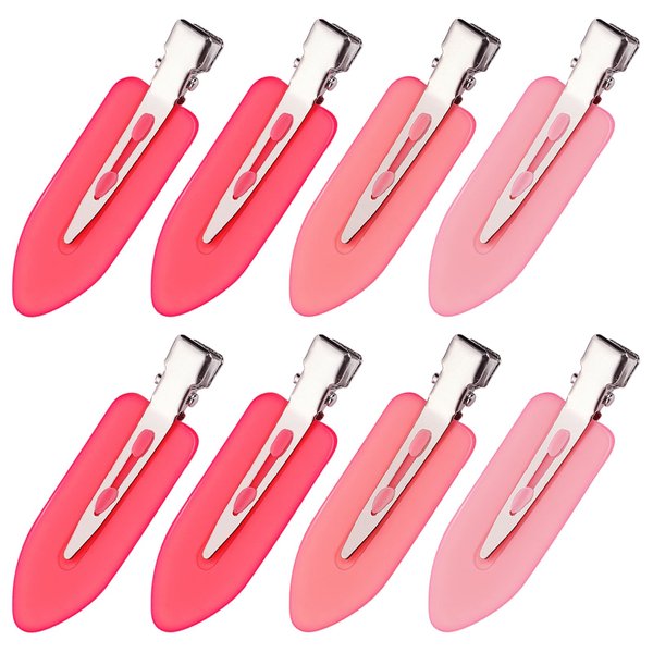 8Pcs No Bend No Crease Hair Clips - Styling Duck Bill Clips Alligator Hair Barrettes for Styling Sectioning for Salon Hairstyle Hairdressing Bangs Waves Woman Girl Makeup Application, Gradient Pink