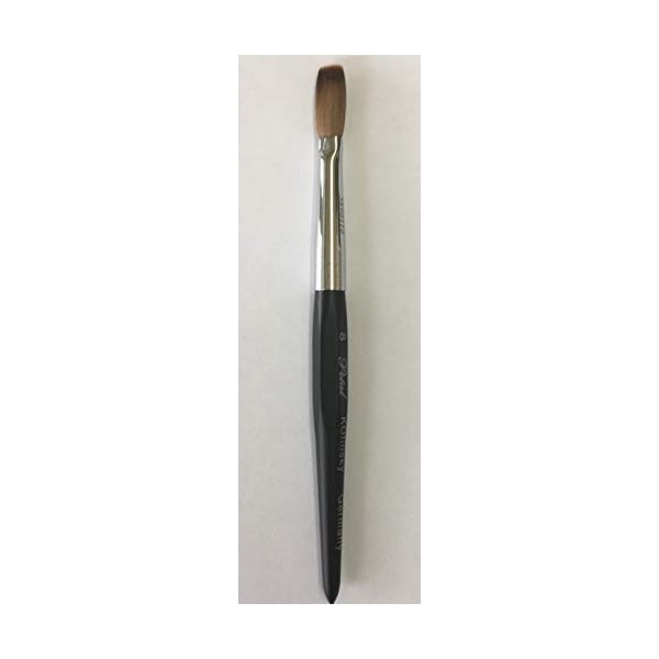 Six Angles - Black Handle Kolinsky Acrylic Nail Brush for Manicure Powder (CRIMPED) - (Size #8)