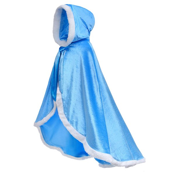 Party Chili Fur Princess Hooded Cape Cloaks Costume for Girls Dress Up Blue 4-5 Years(120cm)