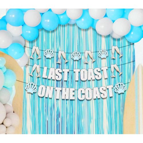 JeVenis Luxury Last Toast On The Coast Banner Beach Bach Banner Beach Bachelorette Party Decorations Coastal Bach Party Supplies