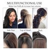 SEGO 2 Pcs Short Hair Extensions Clip in Human Hair 6 Inch 20g Hairpiece Human Hair Toppers for Women With Thinning Hair Adding Hair Volume /24 Natural Blonde