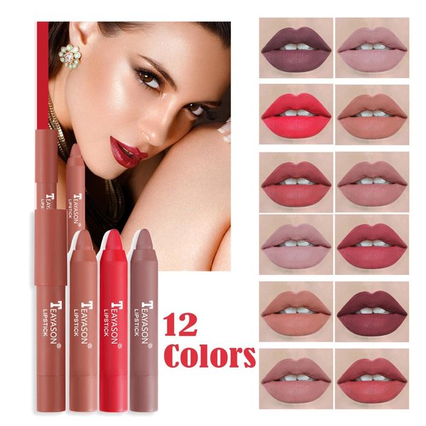 Agrifilm Matte Velvet Lipstick Lip Crayon Nourishing Non-Stick Cup Lip Stain Lip Gloss,Long-lasting Waterproof Lip Stick Lip Makeup for Women (5)