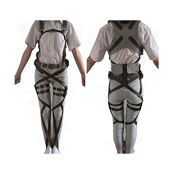 HiRudolph 1 X Cosplay Attack on Titan Shingeki no Kyojin Recon Corps Belt Hookshot Costume, Browen, free size