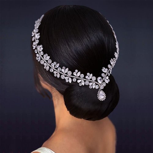 azaleas Wedding Bridal Crystal Headband for Woman Rhinestone Hair Comb Wedding Headdress，Wedding Headbands Chain Head Jewelry Hair Pieces Crystal Head Chains